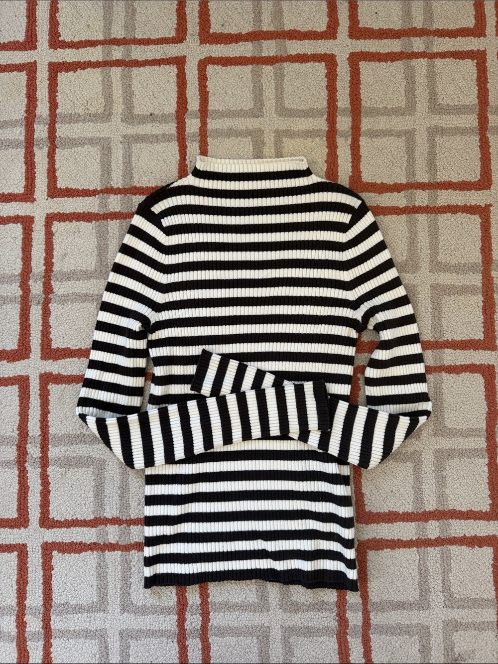 Madewell Classic Brown & White Striped Ribbed turtleneck